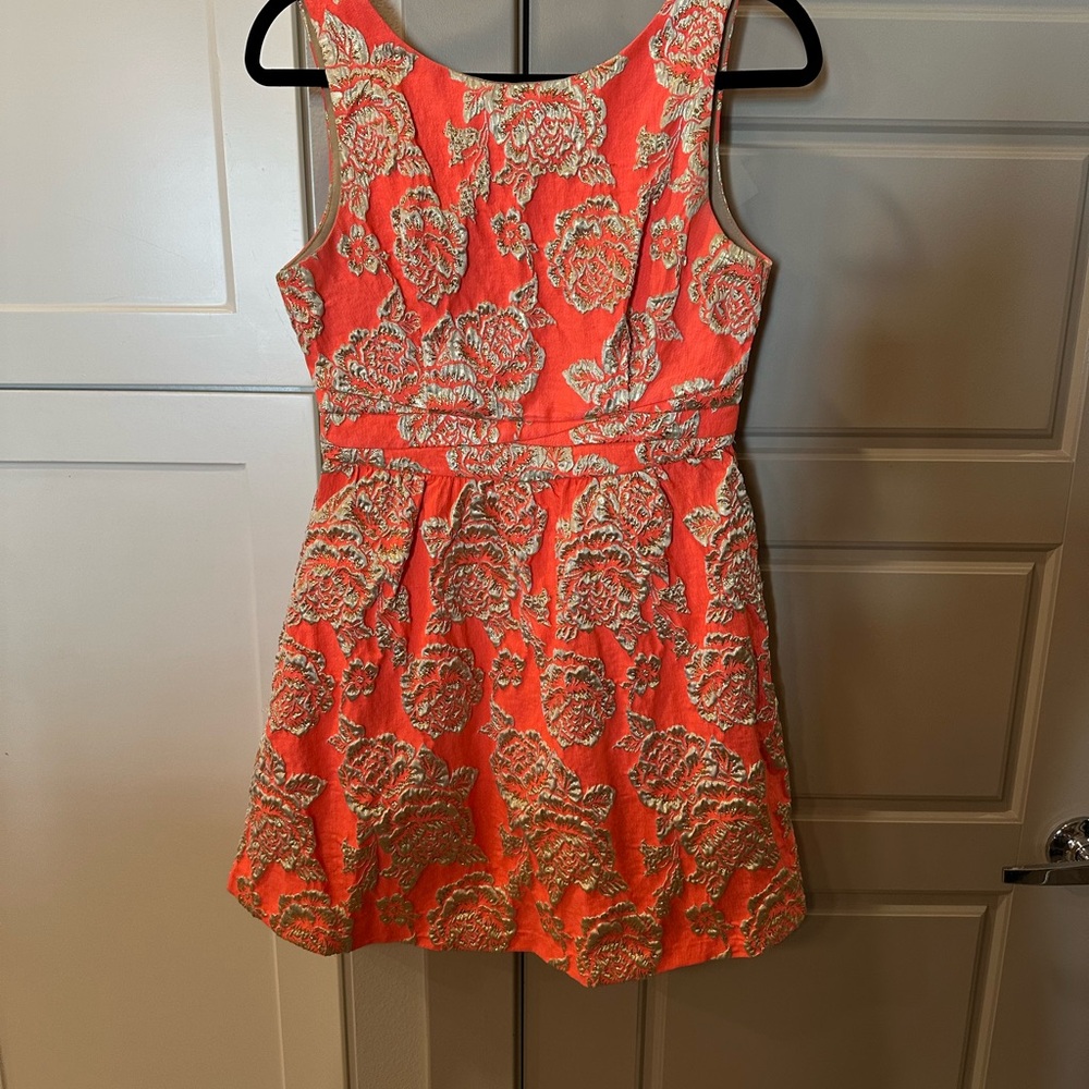 Elegant Floral Orange Dress